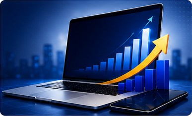 Digital growth laptop illustration